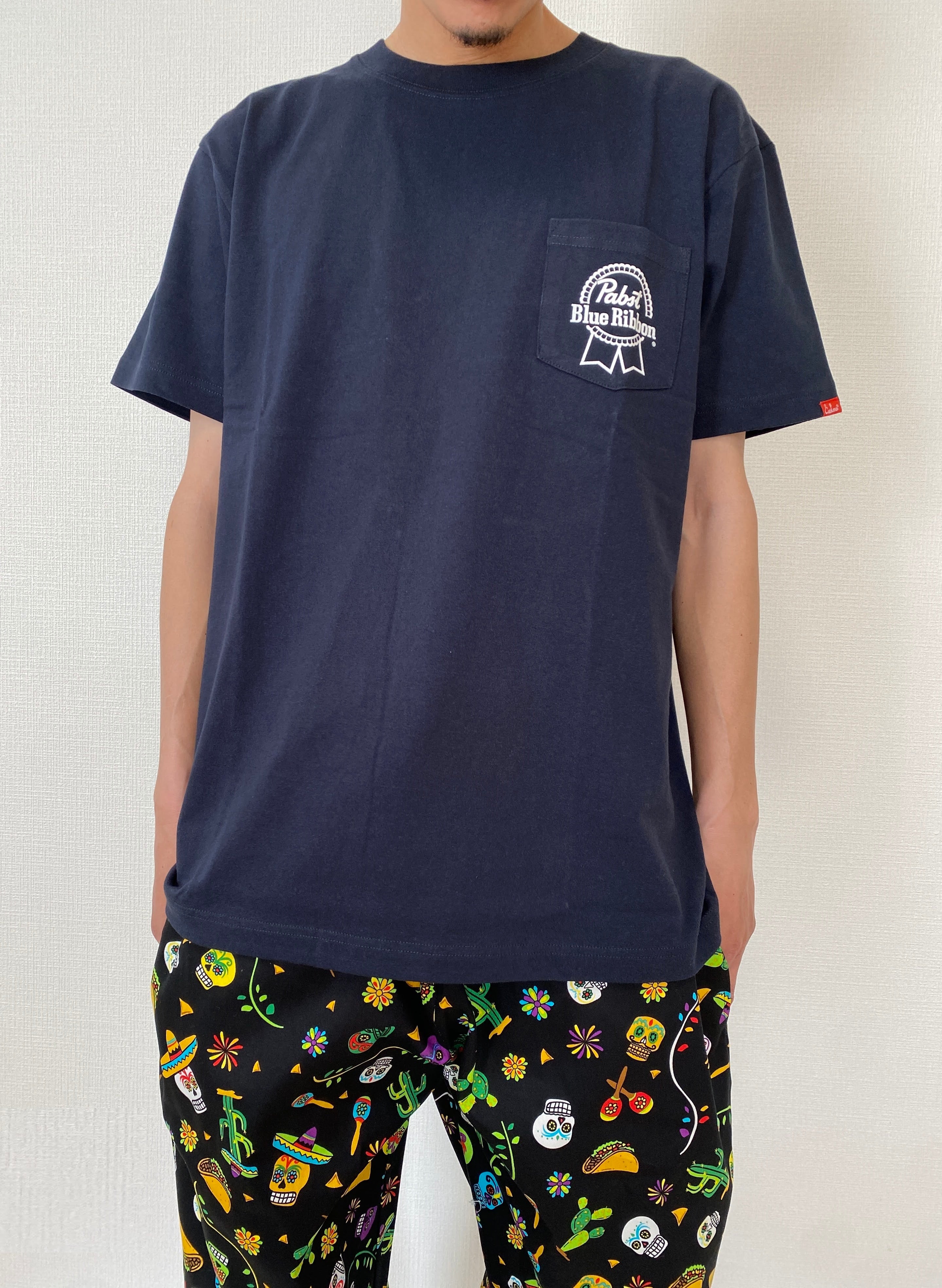 送料無料】COOK MAN Pabst Ribbon Beer Pocket コラボTシャツ 半袖