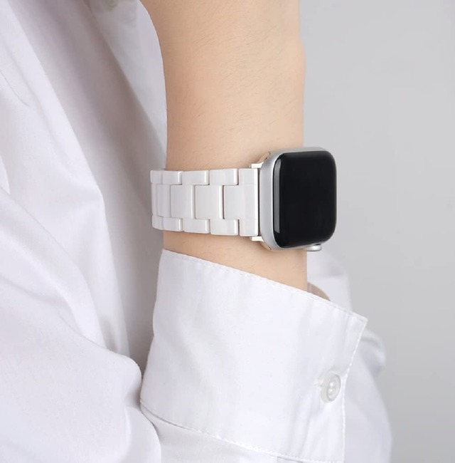 [Sakulaya] Apple Watch バンド セラミック製 アップルウォッチ バンド 長さ調整簡単 Apple Watch Series 9 8 7 6 SE Series 5 41mm/40mm/38mm 対応 バンド（ホワイト