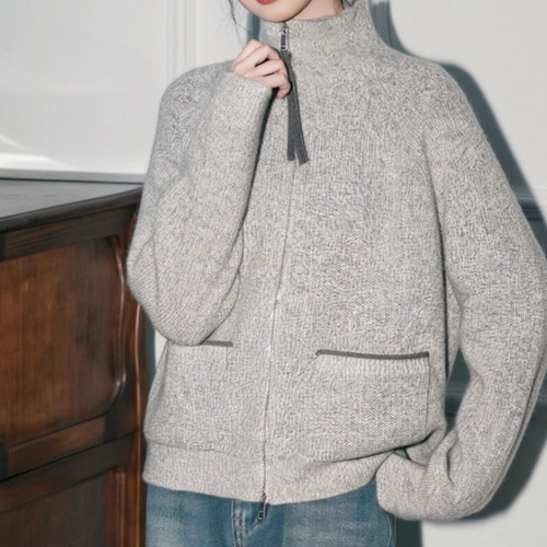 ハイネックジッパーニットジャケット ・9603