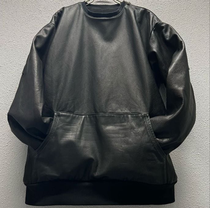 CHROME HEARTS クロムハーツ レザー サーマル クルーネック スターパッチ ショルダージップ クロスボール マフポケット