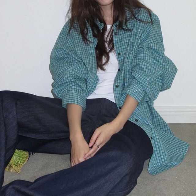 チェック柄 オーバーサイズシャツ 　B0299
