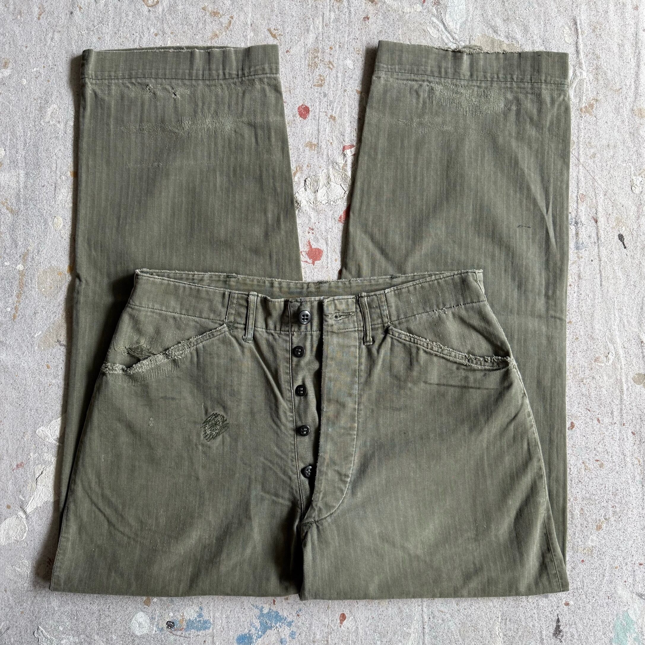 1940s USN N-3 HBT Pants W32L30 Z10