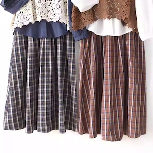 レトロチェック柄フレアスカート ・9851 レトロチェック柄フレアスカート ・9851