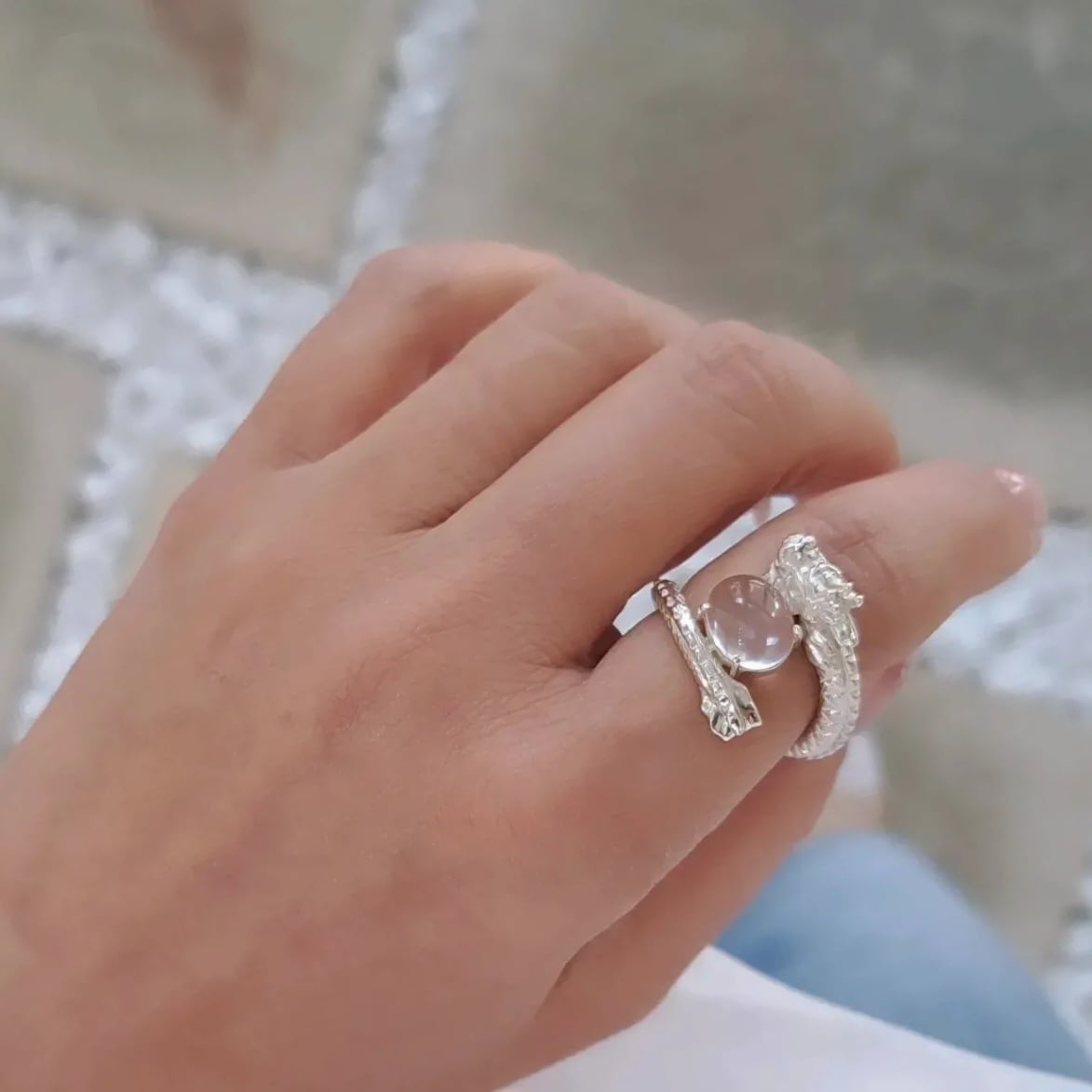 龍と水晶の指輪】 龍リング 龍指輪 龍シルバー 水晶 水晶龍京都 | 京都