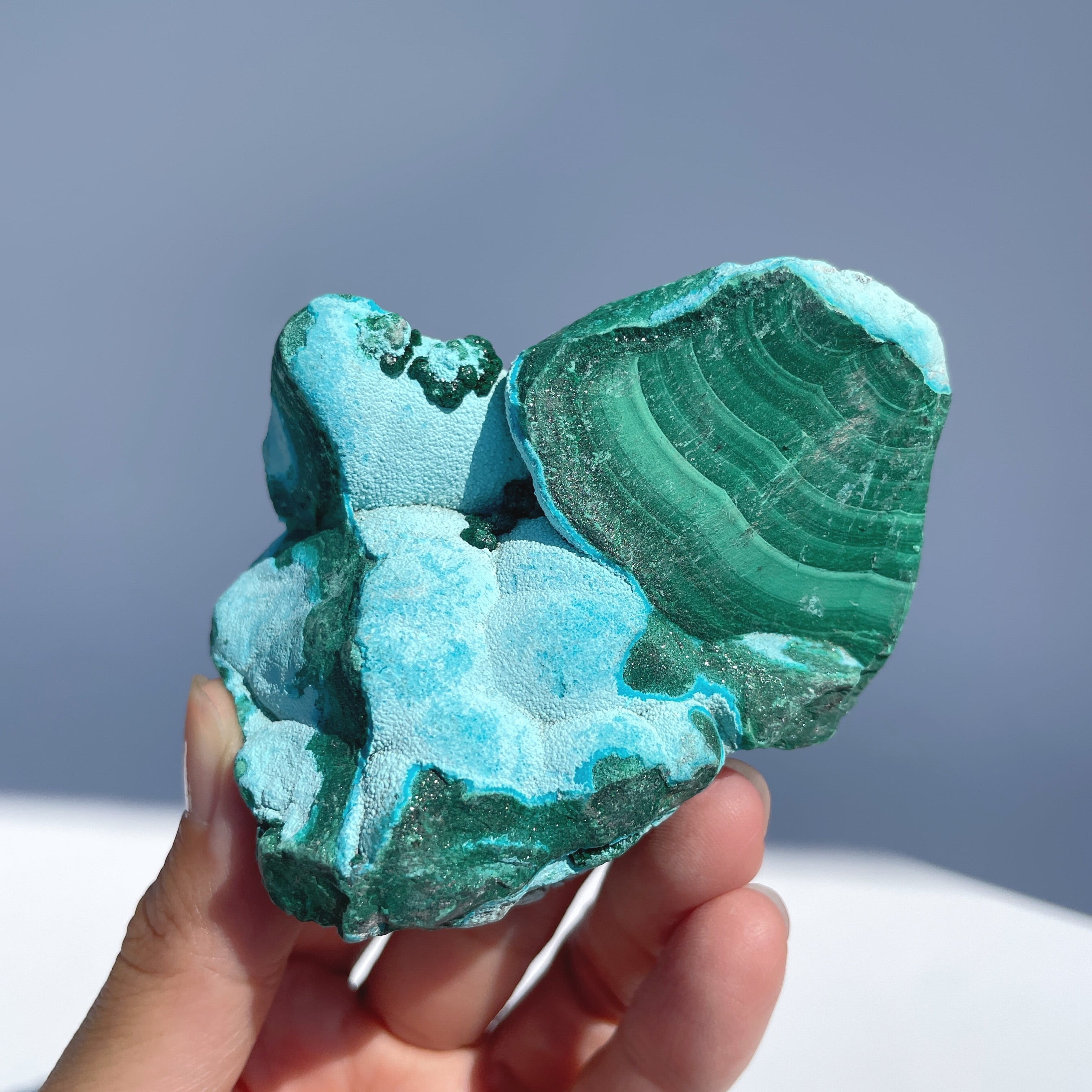 マラカイト/クリソコラ混合石　ハーフカット マラカイト/クリソコラ混合石ハーフカット