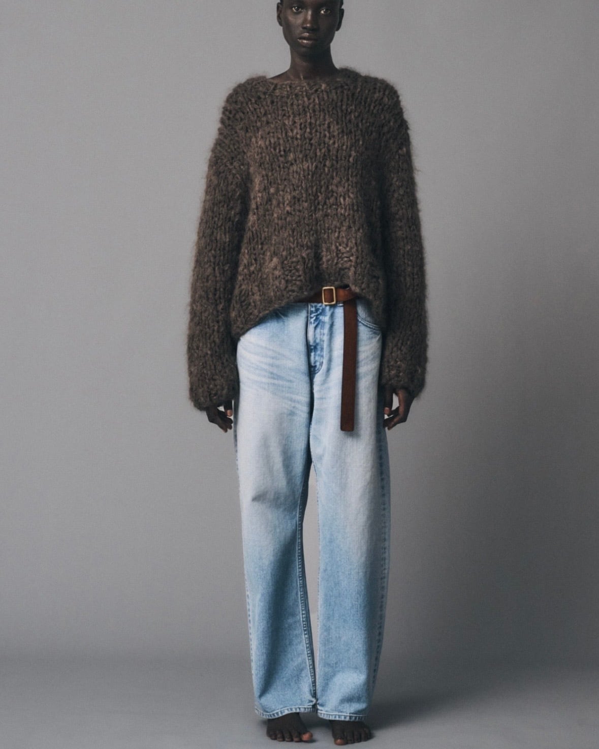 ATON/denim straight pants