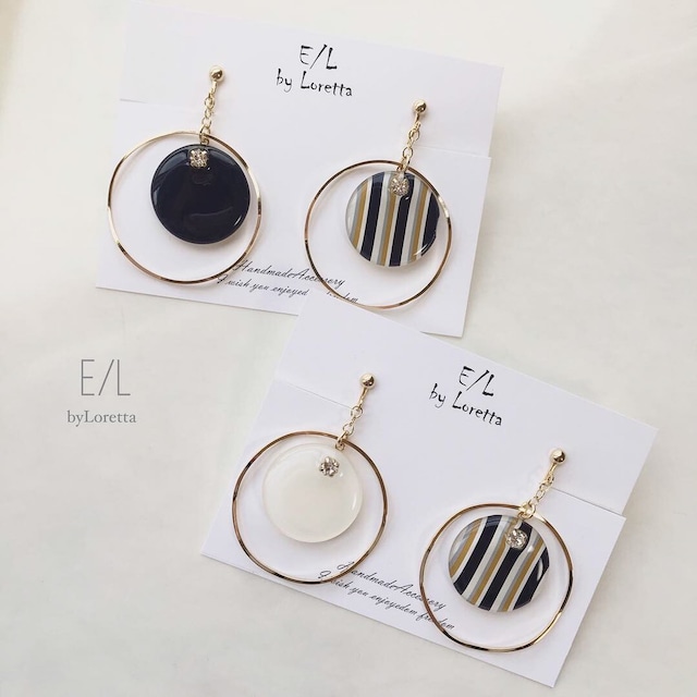 Circle big hoop stripe pierce/earring 