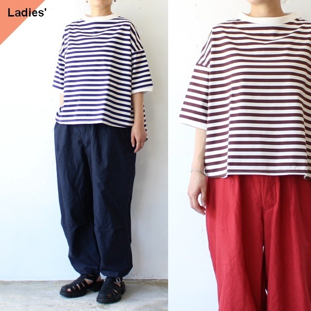 sasanqua by trees ウルティマボーダー天竺５分袖Tee　Ultima Border Half-sleeve Tee
