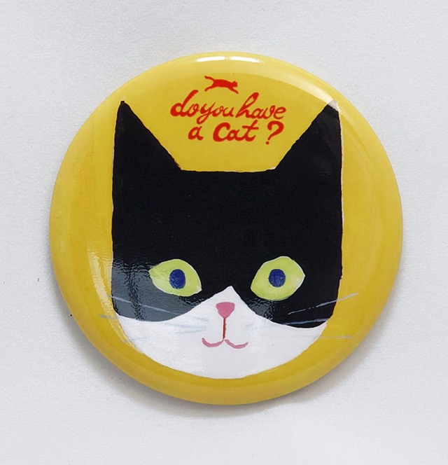 森邦保作品 猫マグネット L05（白黒猫イメージ）ロゴマーク付きです。