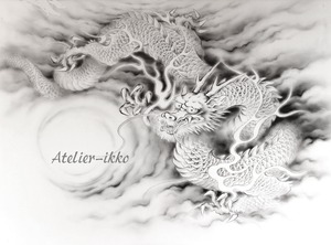 龍の絵「天龍」墨絵