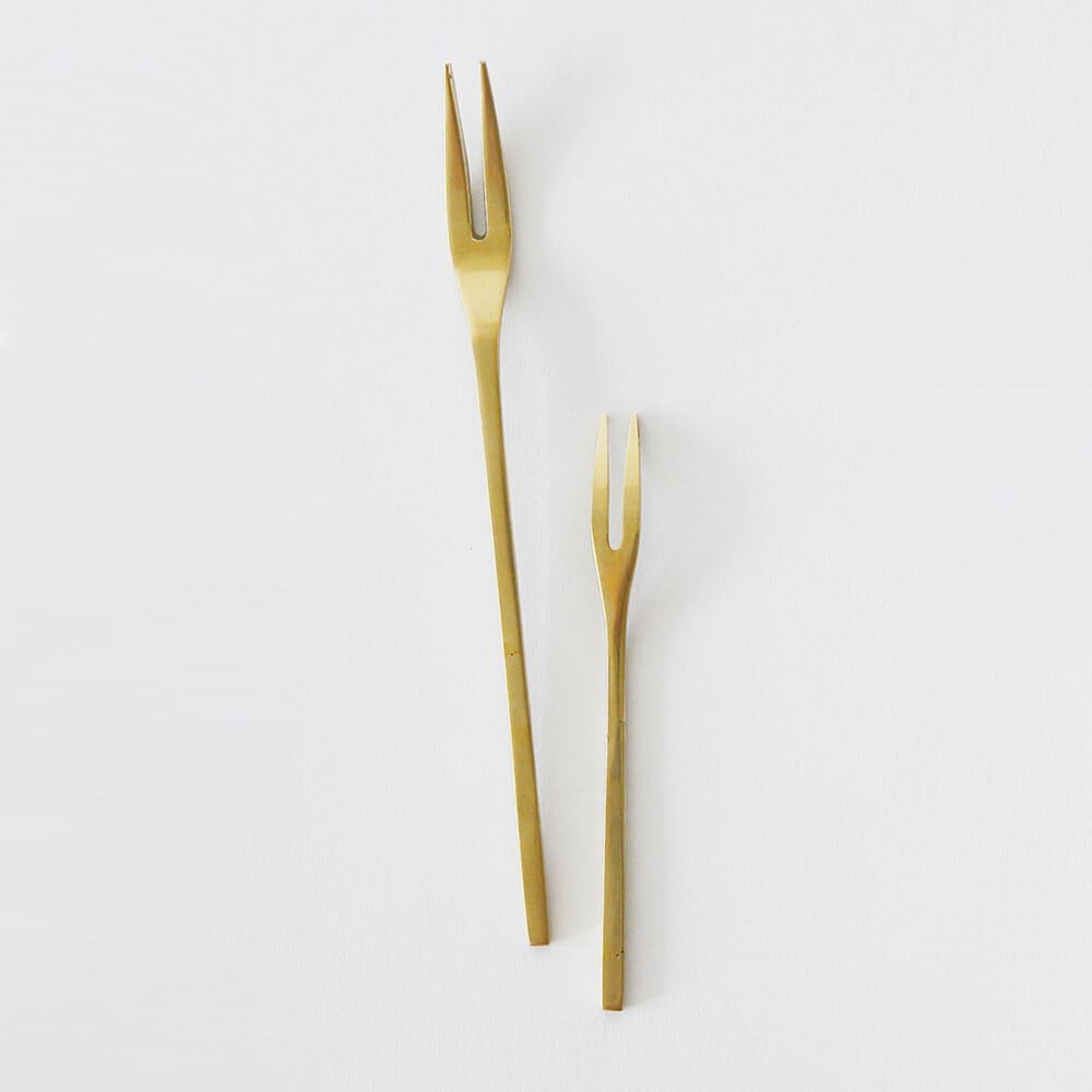 ブラスのフルーツフォーク／ゴールド(L) | hachiko