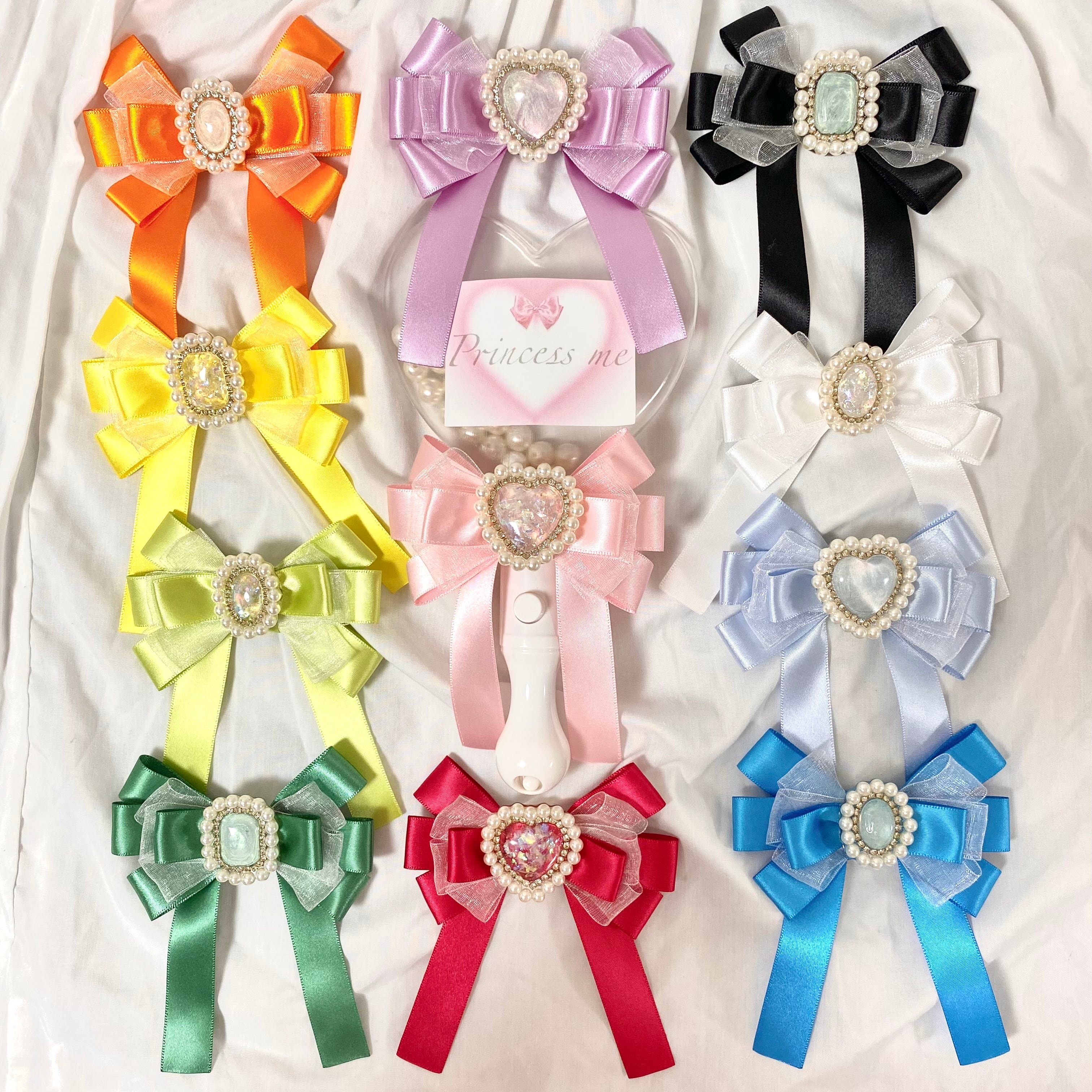 みるみる☆　オーダーページ　ペンライトリボン　キンブレリボン パールオーバルメンバーカラーキンブレリボン/ペンライトリボン(レッド