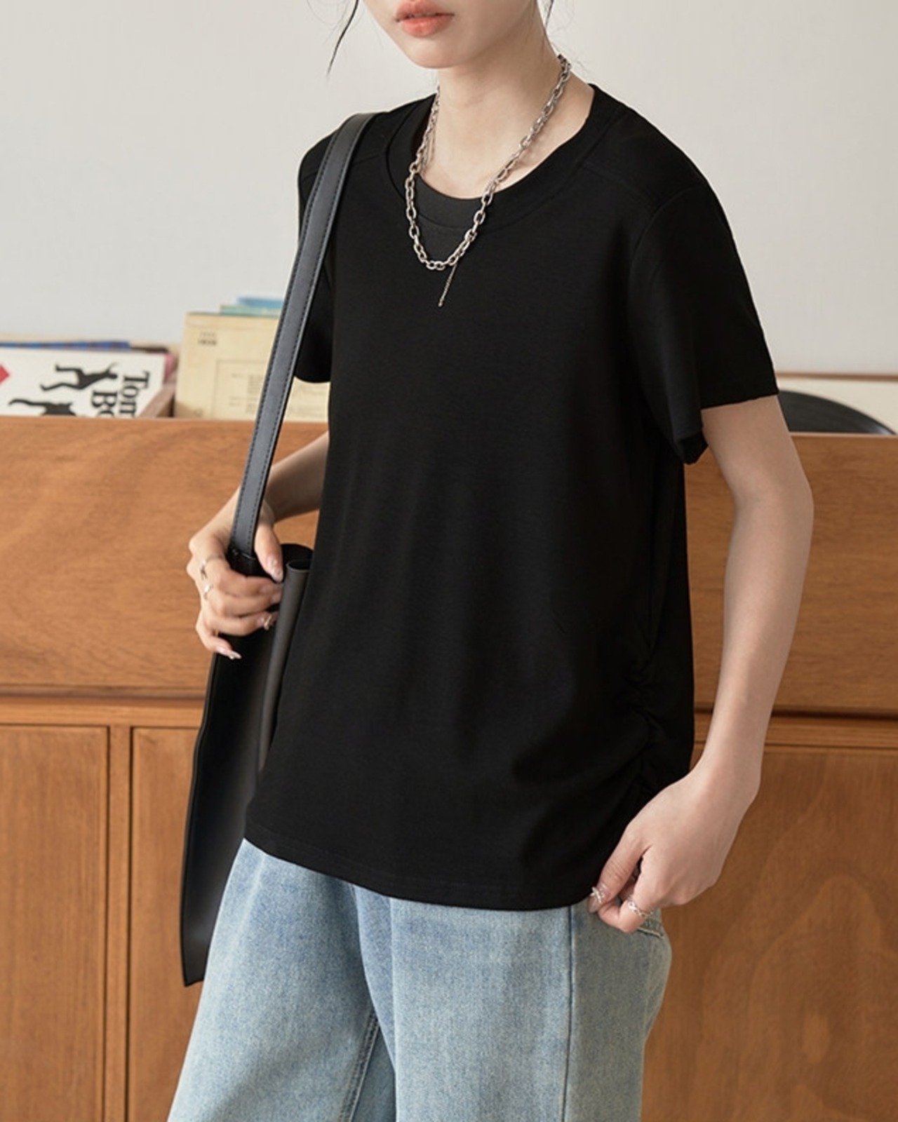 ドローストリングサイドギャザーTシャツ 2color A1084 - 4