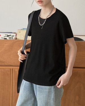 ドローストリングサイドギャザーTシャツ 2color A1084