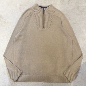 L.L.Bean COTTON KNIT SWEATER HALF ZIP BEIGE