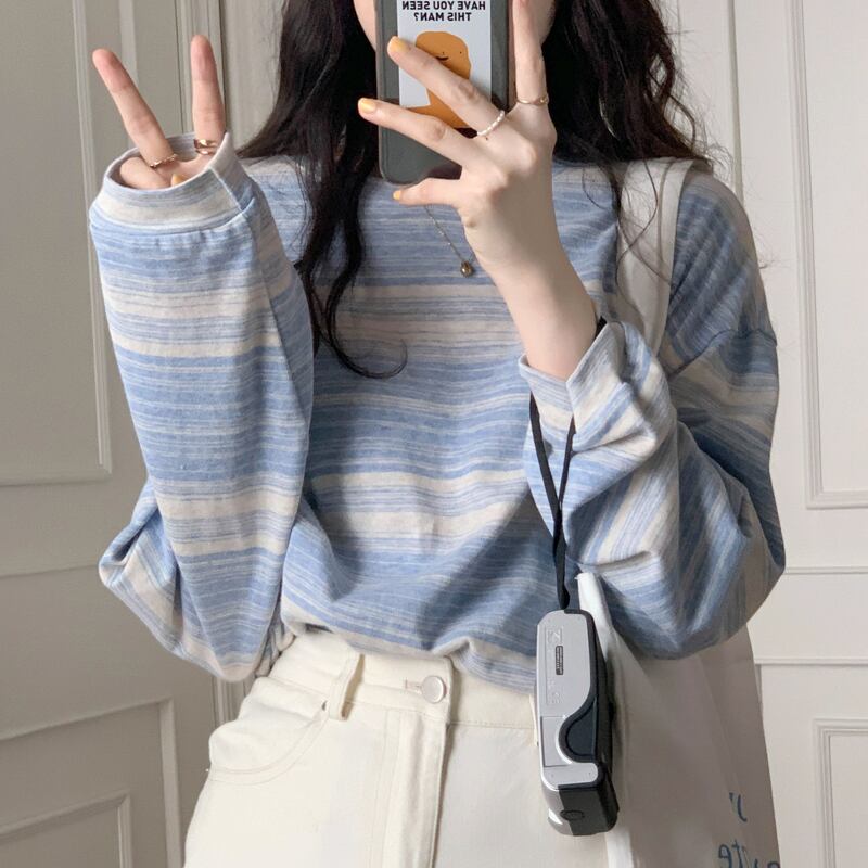 Tシャツ スプリングオータム薄手ルーズトップス サマー ロング コットン 春物 夏物 秋物 試着室9955315377