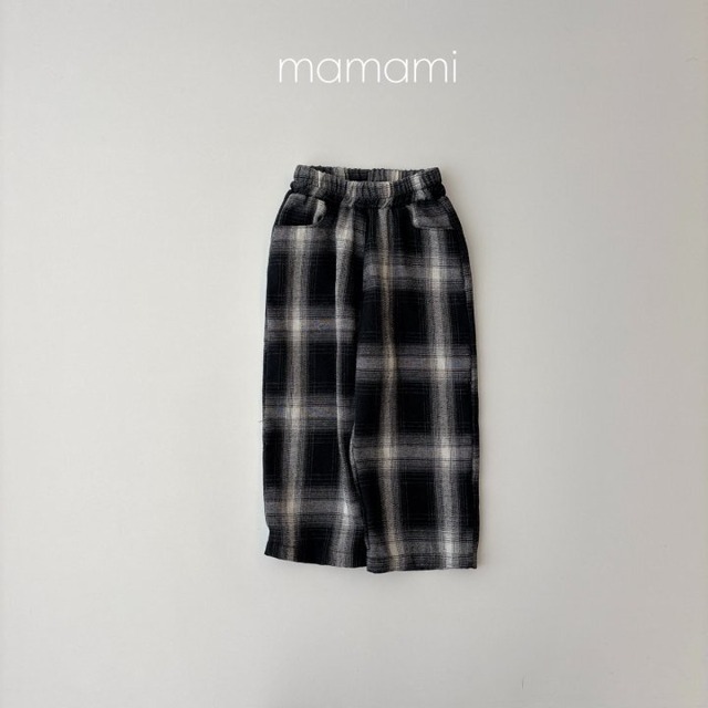 【取寄】mamami｜mono check pants｜モノチェックパンツ｜XS-JL｜kids&jr｜26 spring
