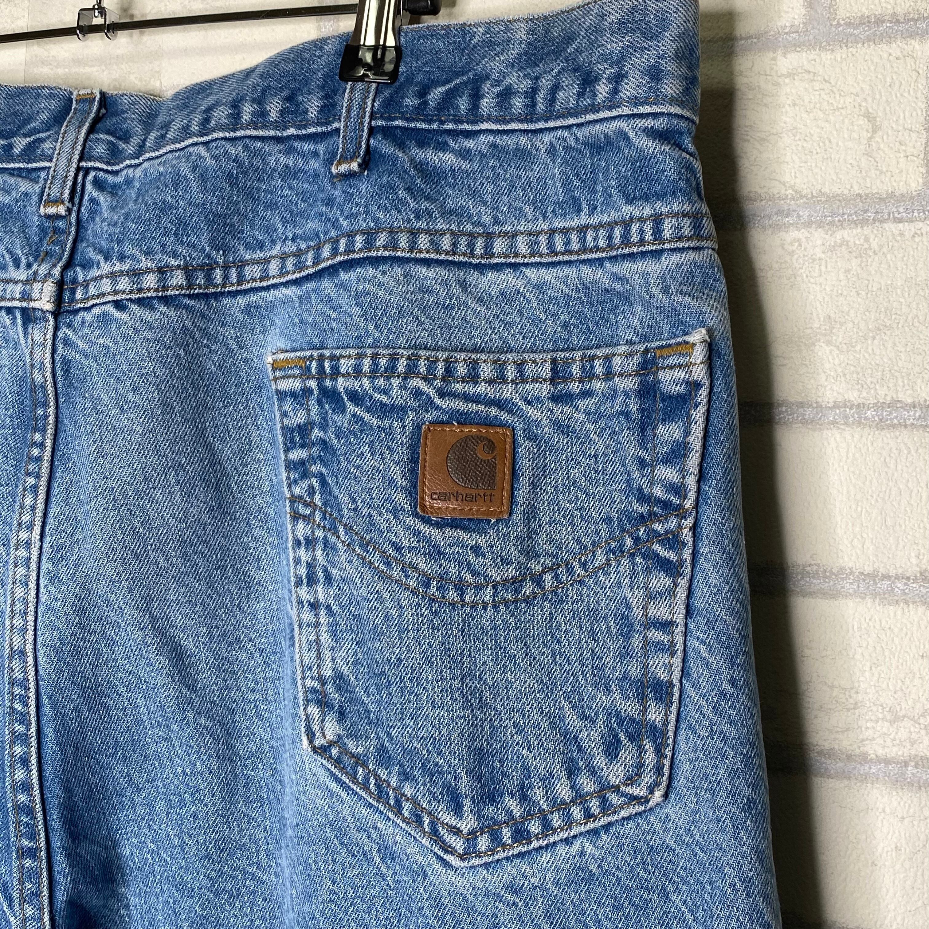 Carhartt 【Made in USA 】デニムショーツ W42 革パッチ 状態良好 