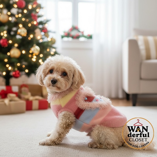 【犬服】ハートモチーフセーター｜小型犬・中型犬用 背中がキュート 1181