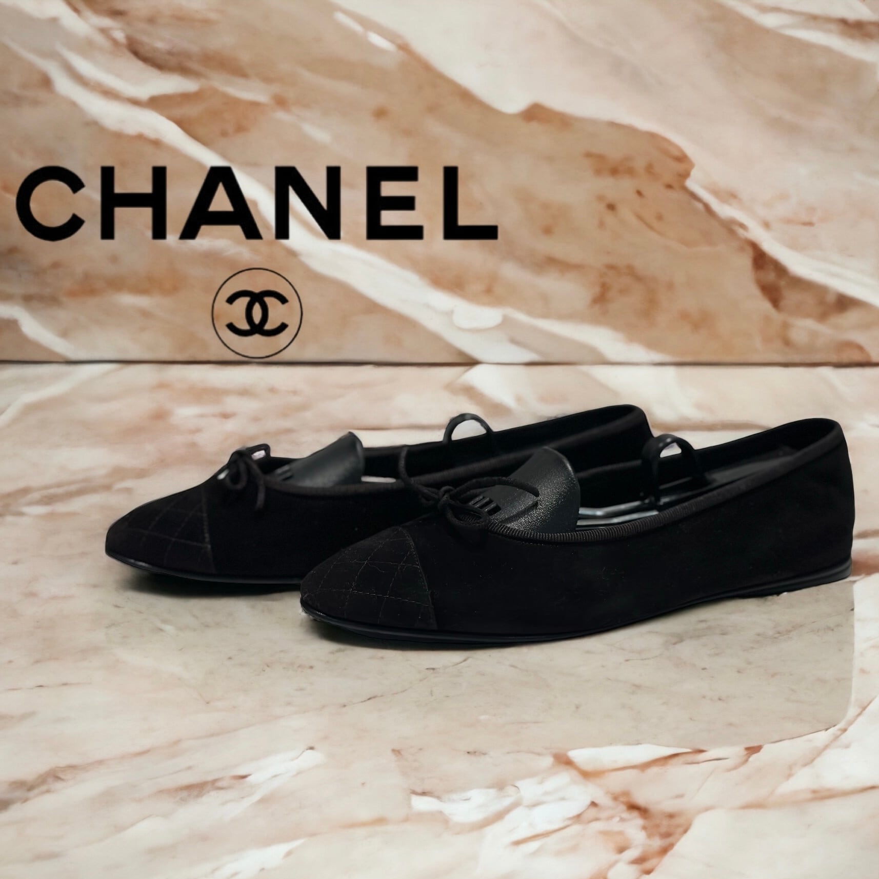 シャネル CHANEL バレエシューズ  フラットシューズ ココマーク ブラック