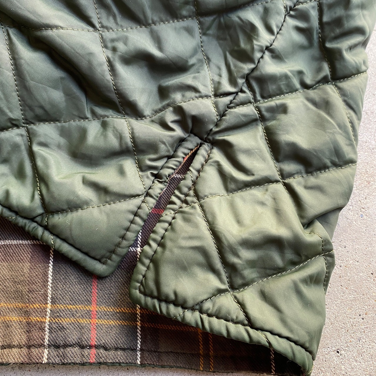 Barbour バブアー チェックライナー キルティングベスト メンズL 紺 