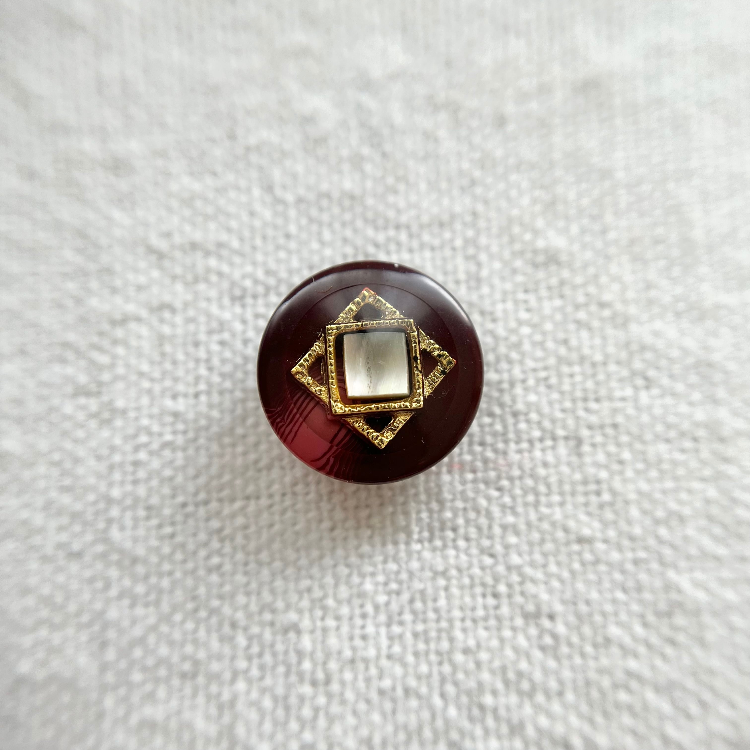 スクエア黒蝶貝×ボルドーマーブル 13㎜