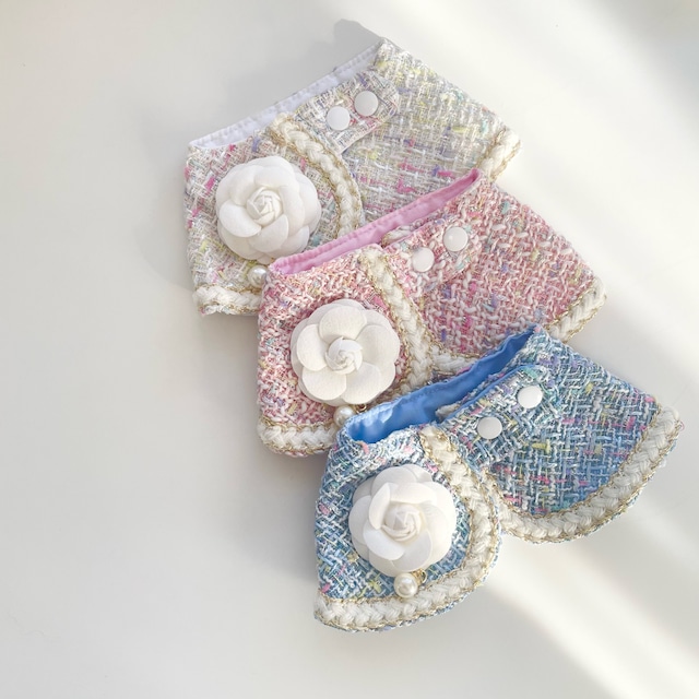 ツイードROSEケープ 猫 付け襟