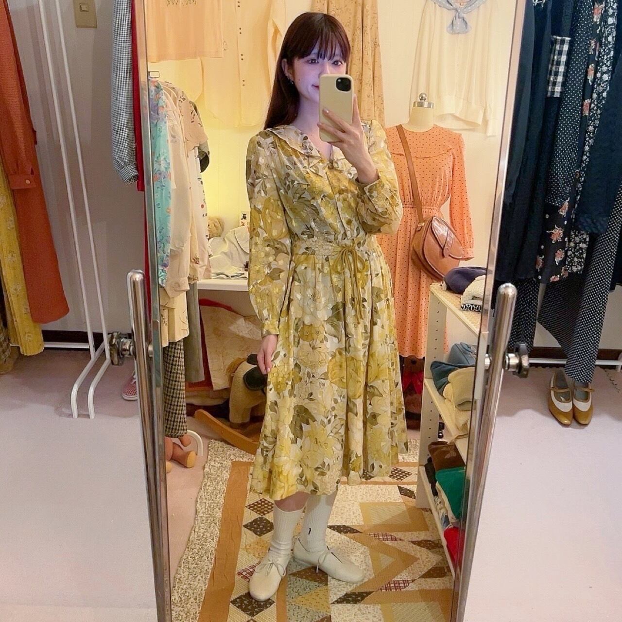 yellow sheer flower flare one-piece