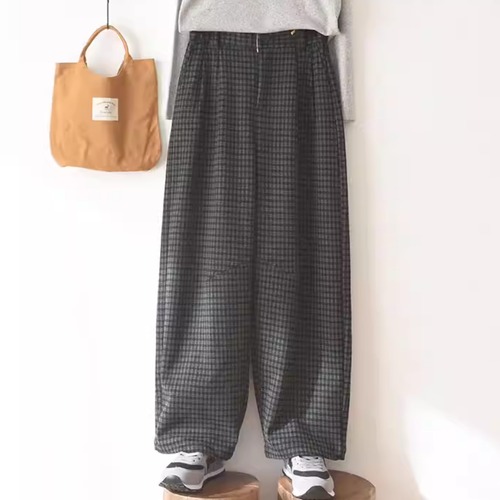 レトロチェック柄コットンパンツ ・10138