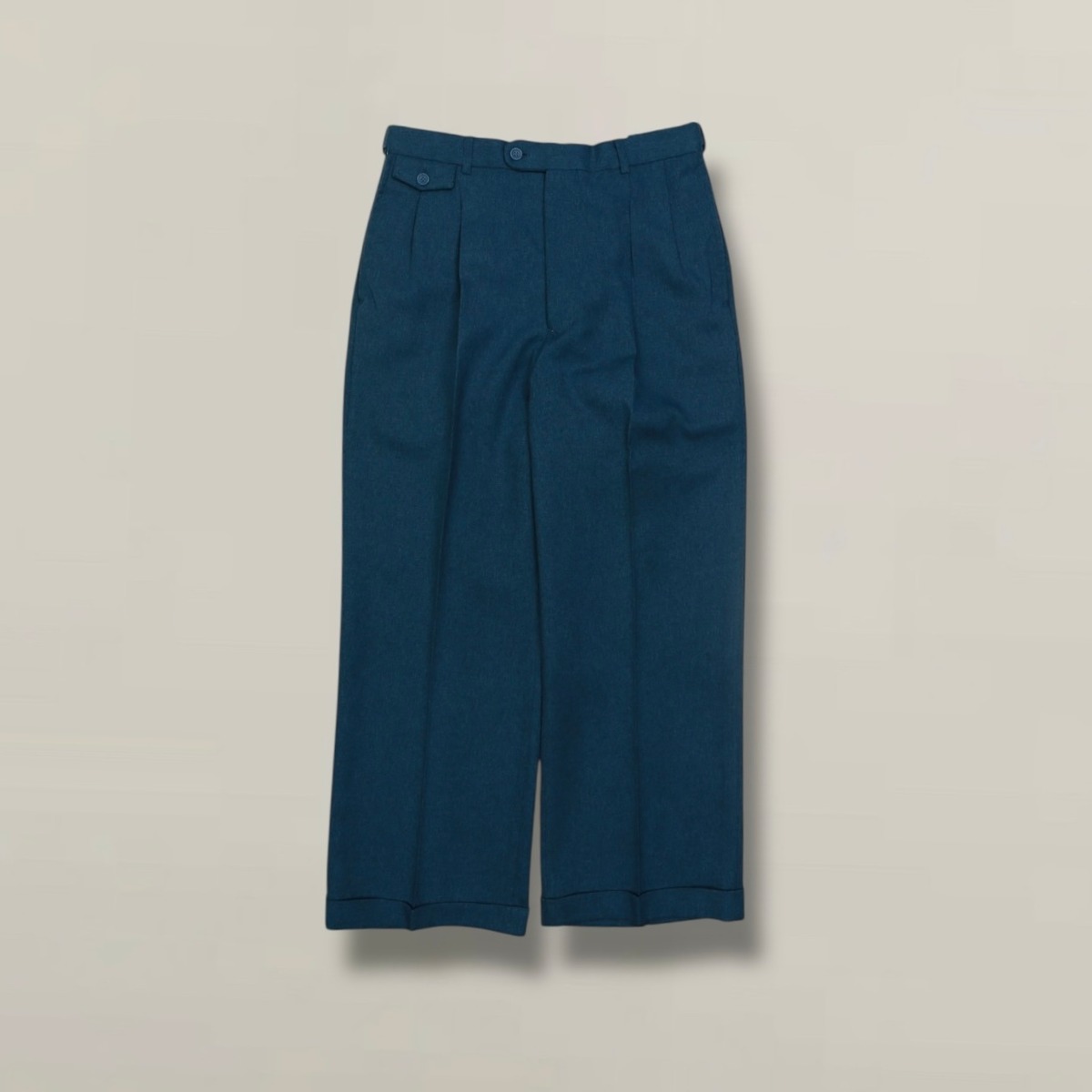 1990s vintage deep blue color wide 2-tuck slacks【CU-9150】 | cv