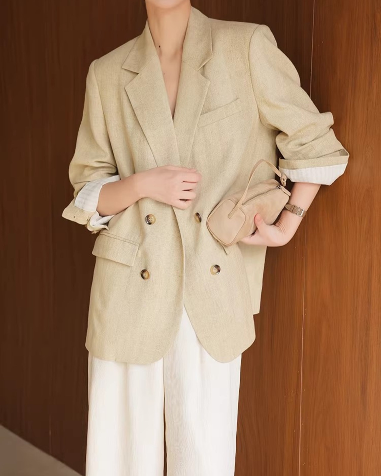 Button Front Hip-Length Loose Jacket    L0008