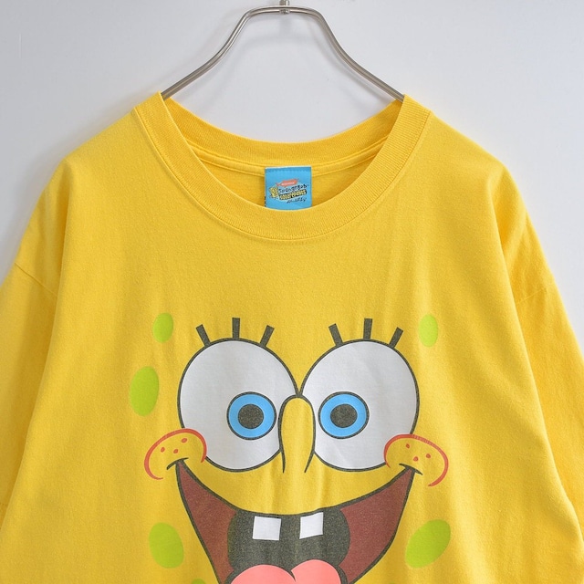 00s SpongeBob スポンジ・ボブ フェイスプリント キャラクターTシャツ ヴィンテージ カートゥーン アニメ ビンテージ アメリカ 古着 メンズXL相当