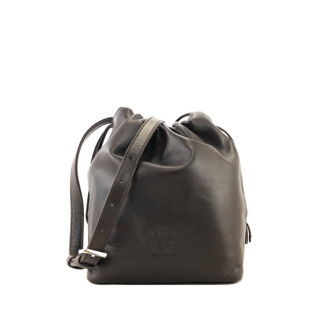 LOEWE ロエベ アナグラム ナッパレザー 巾着 ドローストリング ミニバッグ ショルダーバッグ ブラウン vintage ヴィンテージ オールド zam3zr
