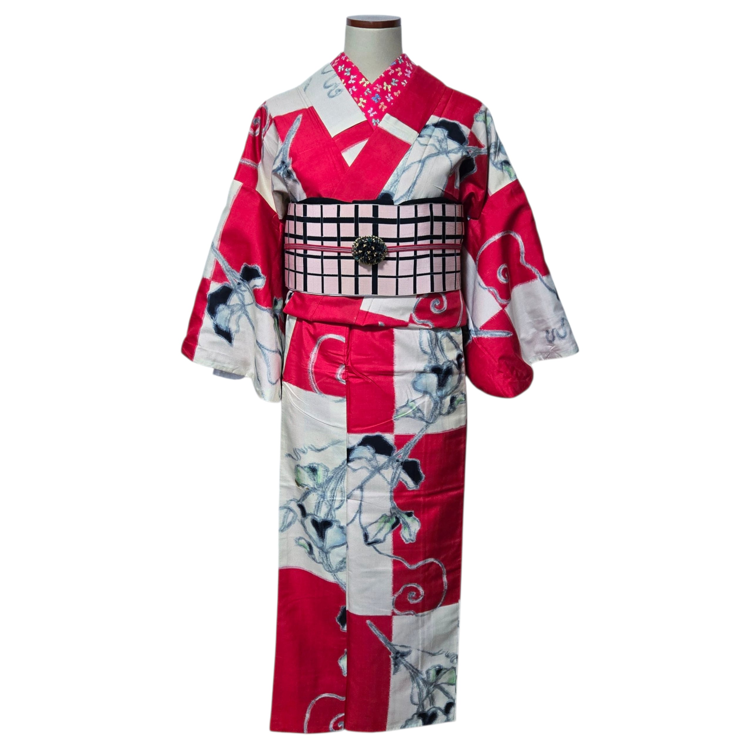 アンティーク 単衣 着物 正絹 銘仙 昭和レトロ 大正ロマン モダン 和洋