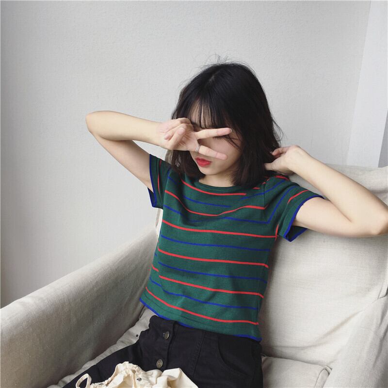 ストライプTシャツ シャツ スプリングサマートップス 春物 夏物 YY-ファッション75053433506