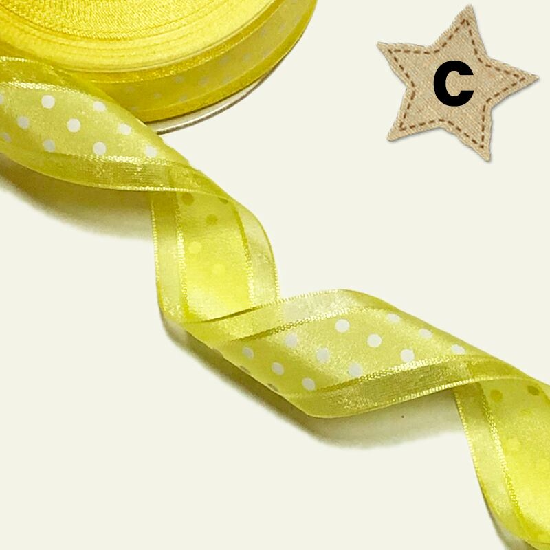 25mm幅 1m】全6色 ドット柄 サテン オーガンジーリボン | リボンと