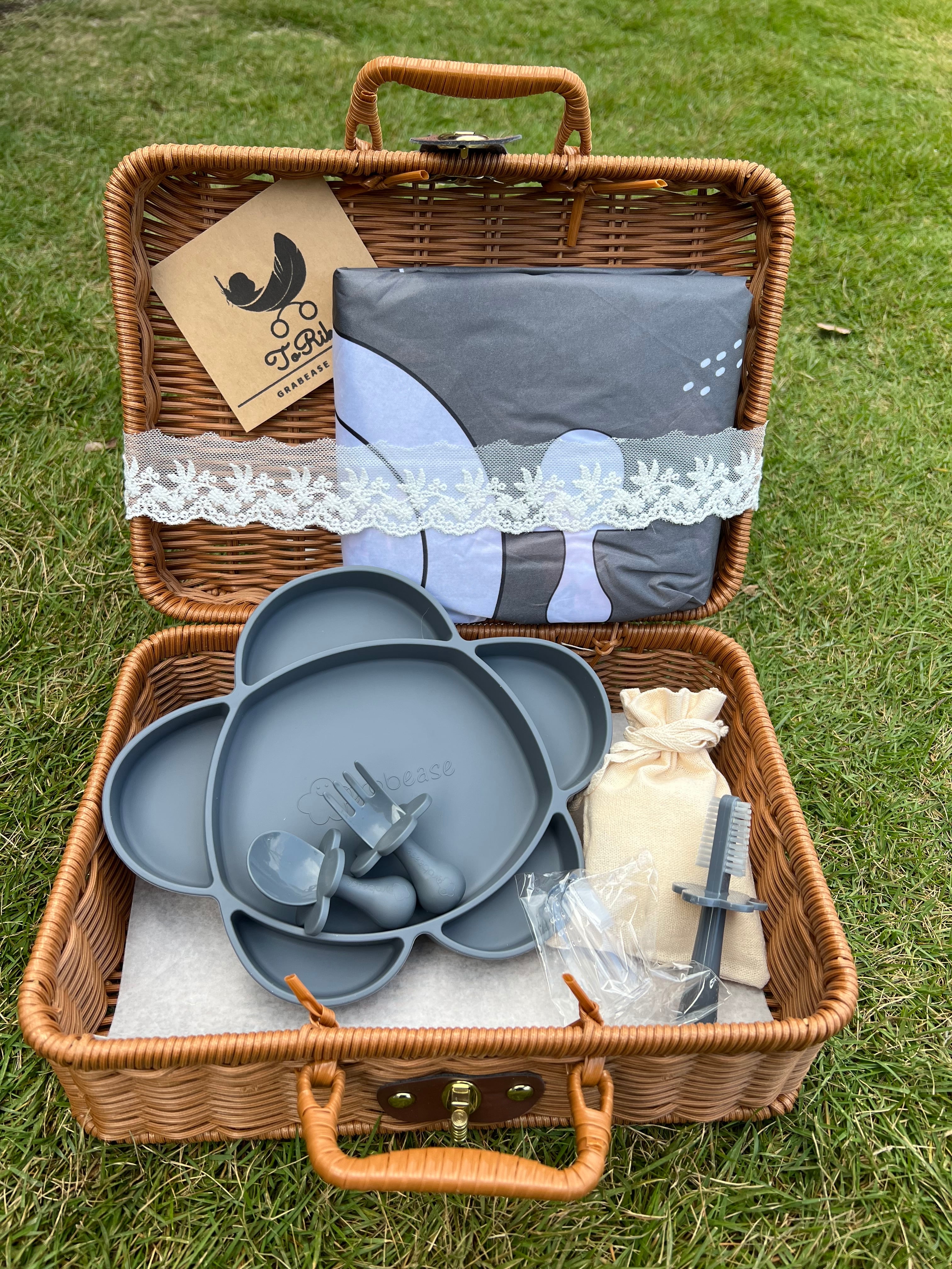 バスケット エプロンセット グレー | 離乳食スプーンならトリコの