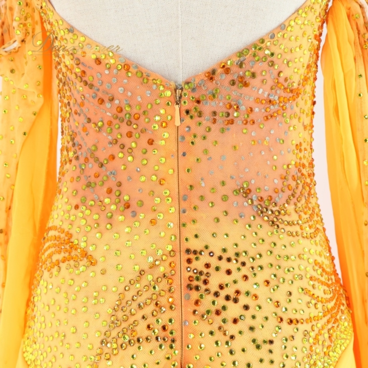 社交ダンス 衣装 スタンダードドレス スタンダード ドレス ワンピース イングランド製 黄色 フロート 鮮やか デモ 競技 ダンス パーティ 発表会 イエロー系 オレンジ系 スカート二重 輝く ダンスウェア フォーマル 練習用 おしゃれ 豪華 ステージ衣装 競技用 イベント用 パフォーマンス