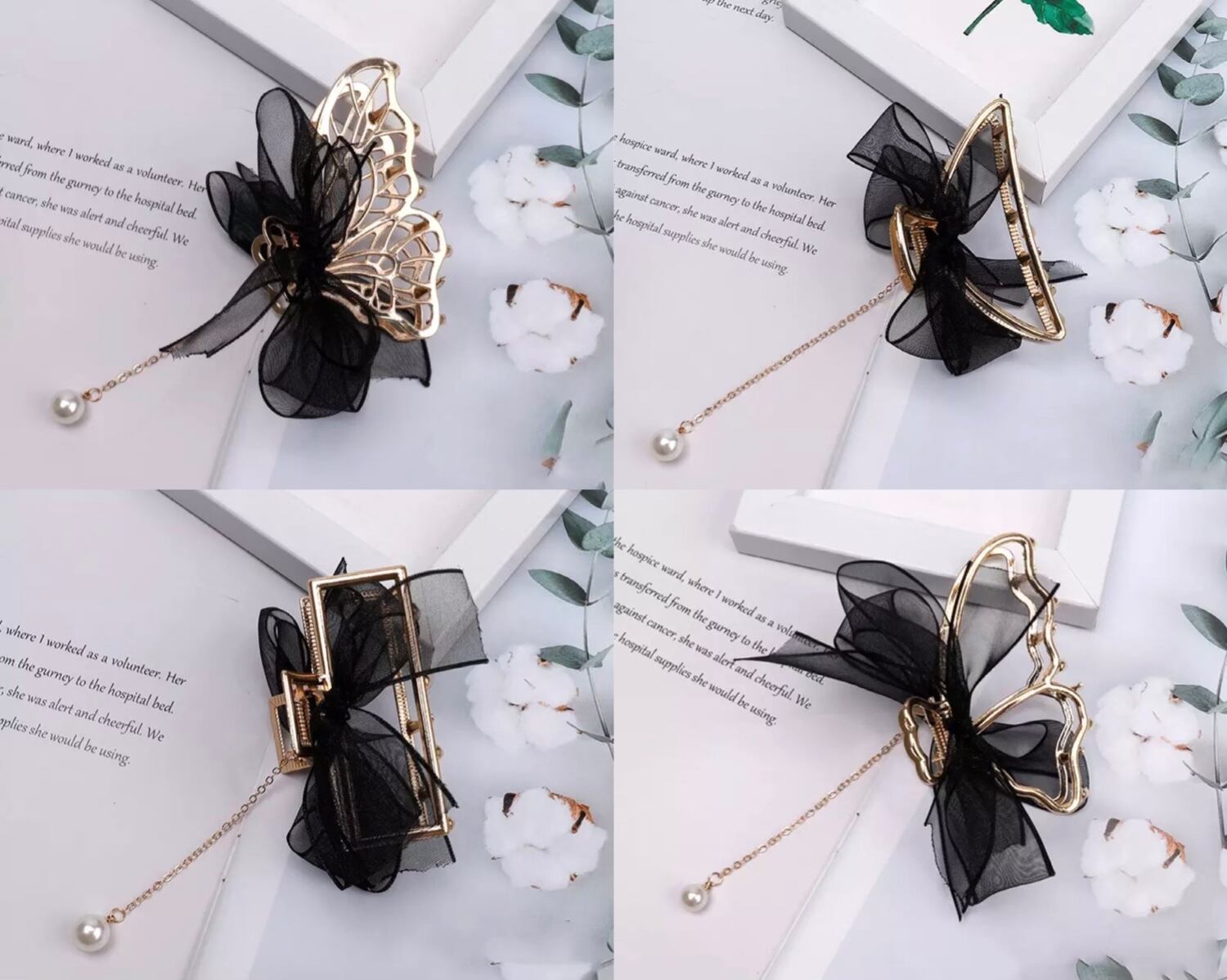 ガーリーヘアクリップブラック(A〜D)