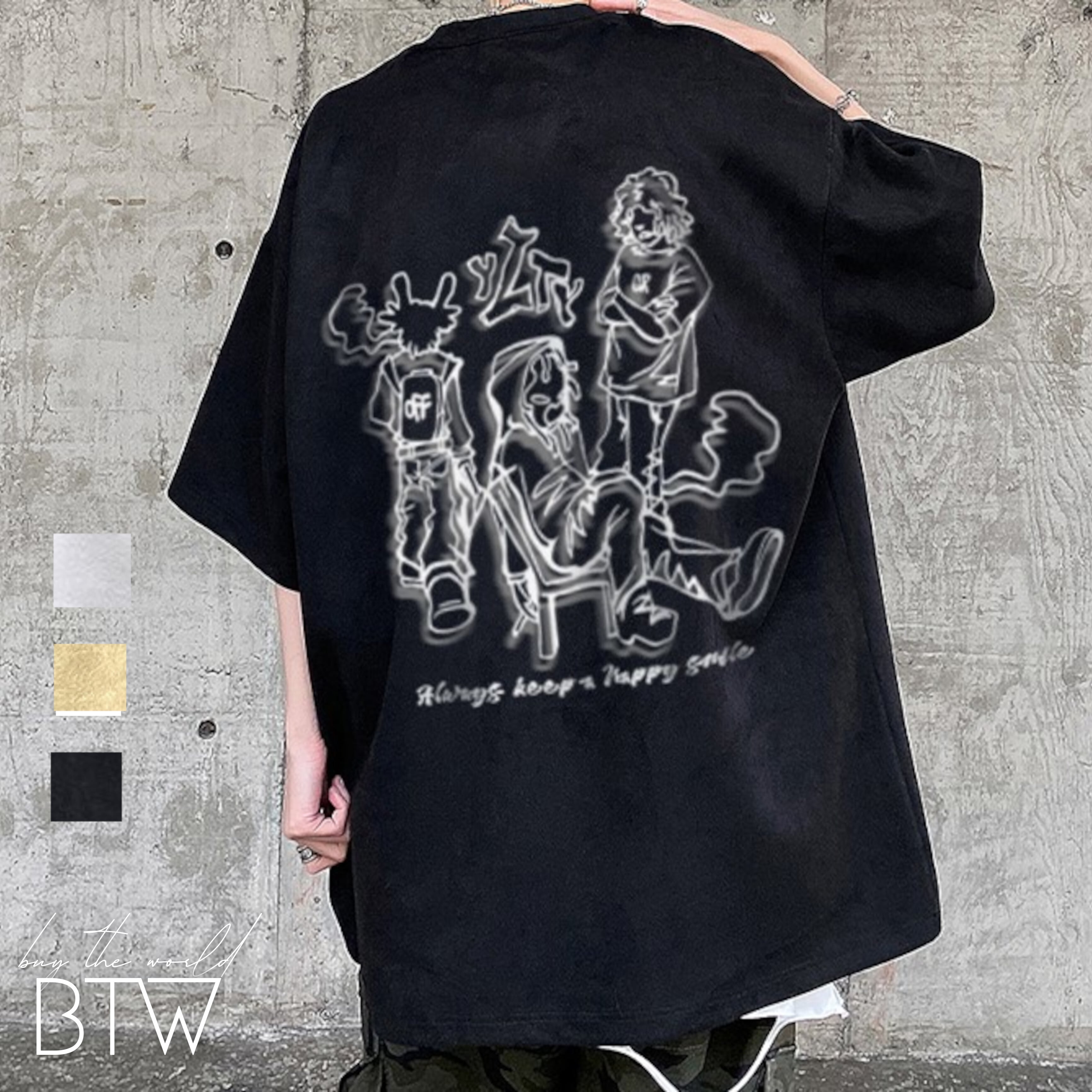【韓国メンズファッション】バックプリントTシャツ クール ストリート ゆったり カラバリ豊富 プチプラ BW2531 | 韓国  流行プチプラファッション新作通販 Buy the world powered by BASE
