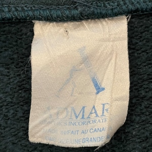 【ADMAR】カナダ製 ハーフジップ スウェット プルオーバー ワンポイント オリンピック 五輪　刺繍ロゴ XL相当 ディープグリーン US古着