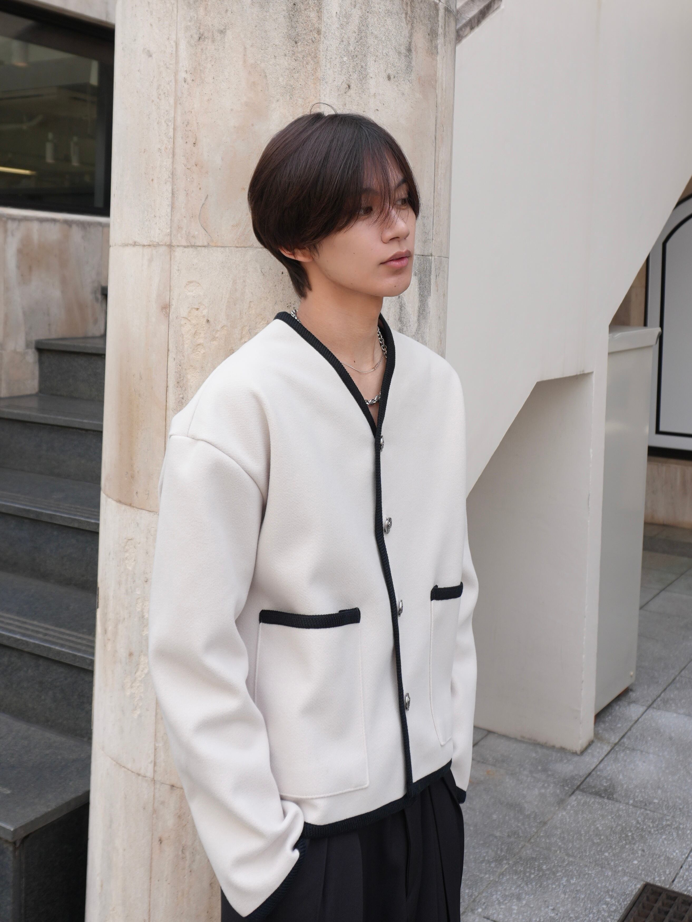 ALUDE SELECT】tweed line cardigan(2color) | 【ALUDE】韓国メンズ