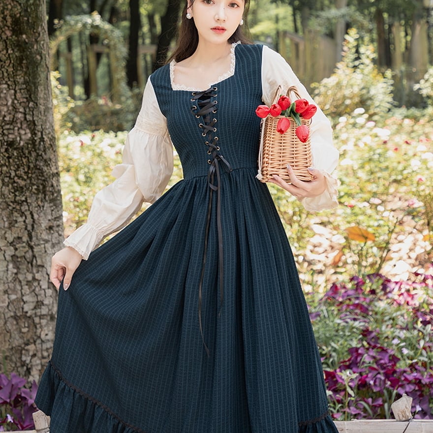 ワンピース 長袖 レトロ クラロリ クラシカルロリィタ フレンチ