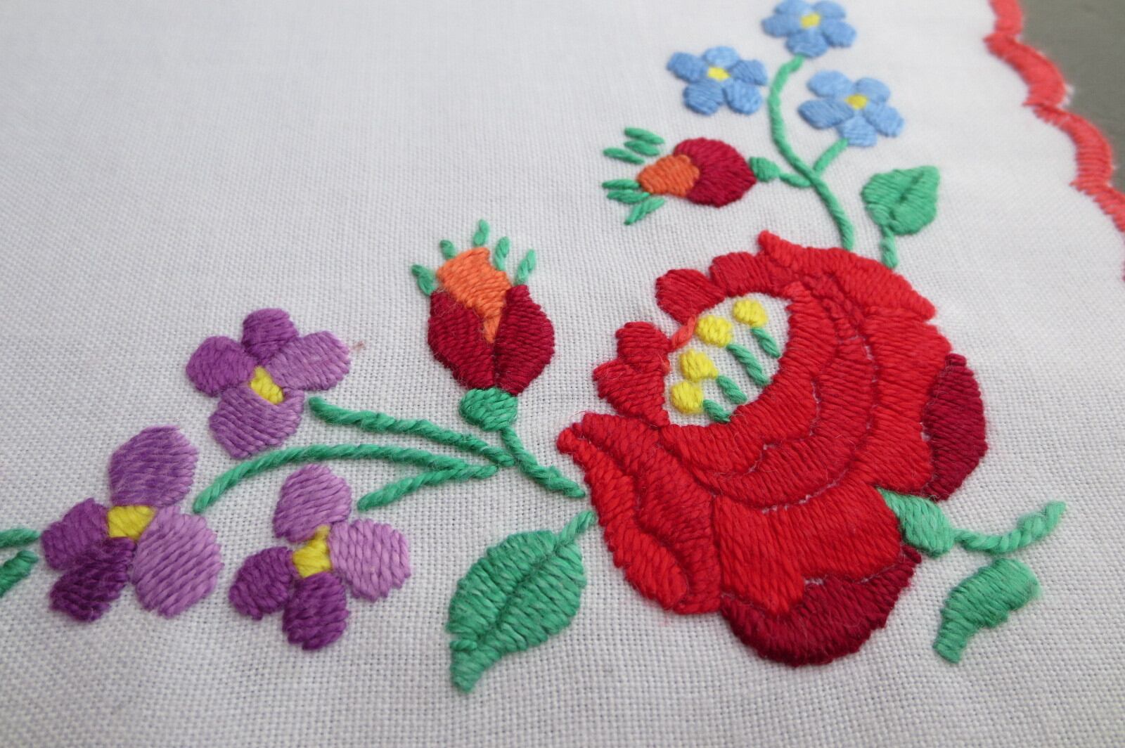 ハンガリー☆手刺繍☆カロチャの方形ドイリー | ケレシュ雑貨部