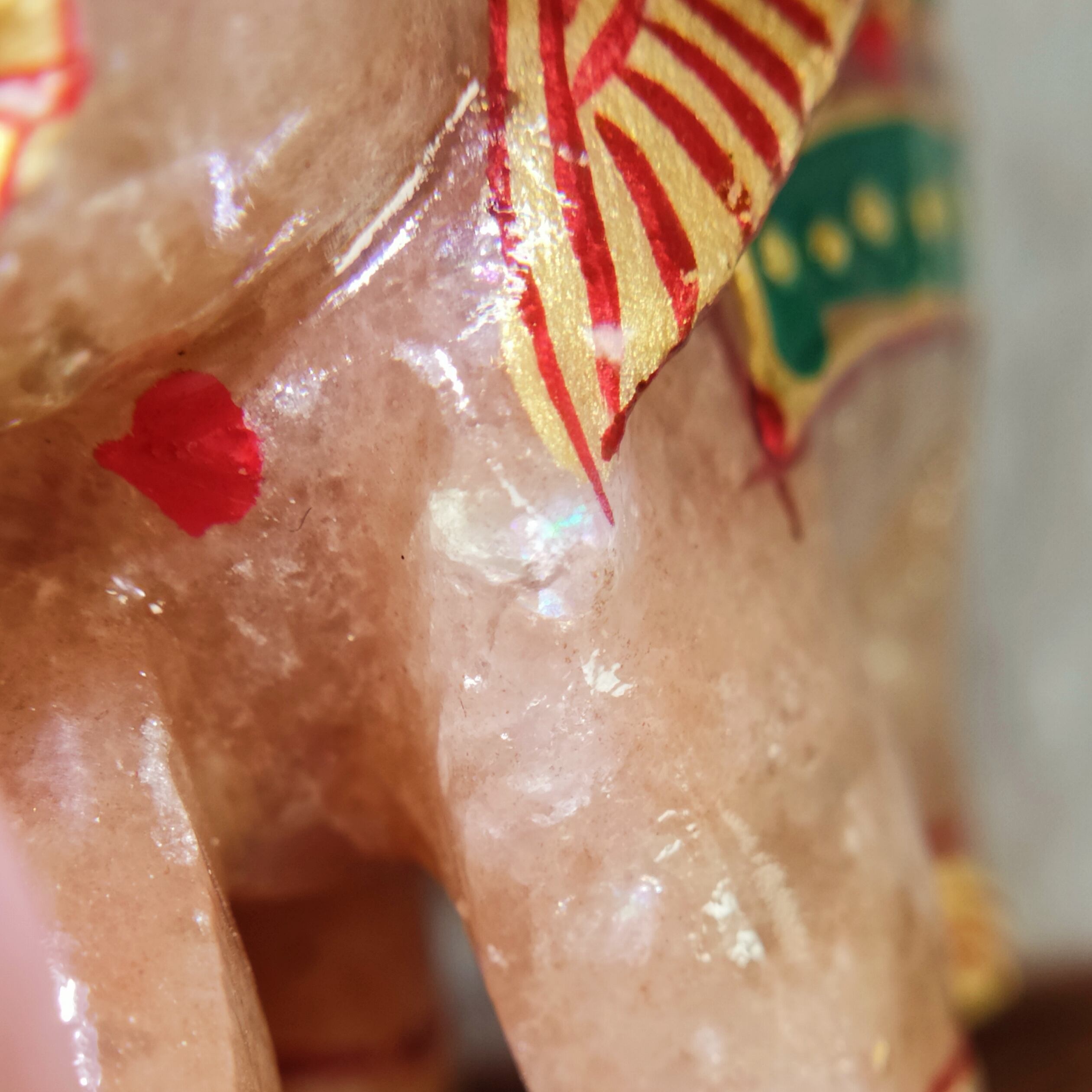 天然石 オレンジアベンチュリン ペイント 象 ぞう 置物 虹入り 