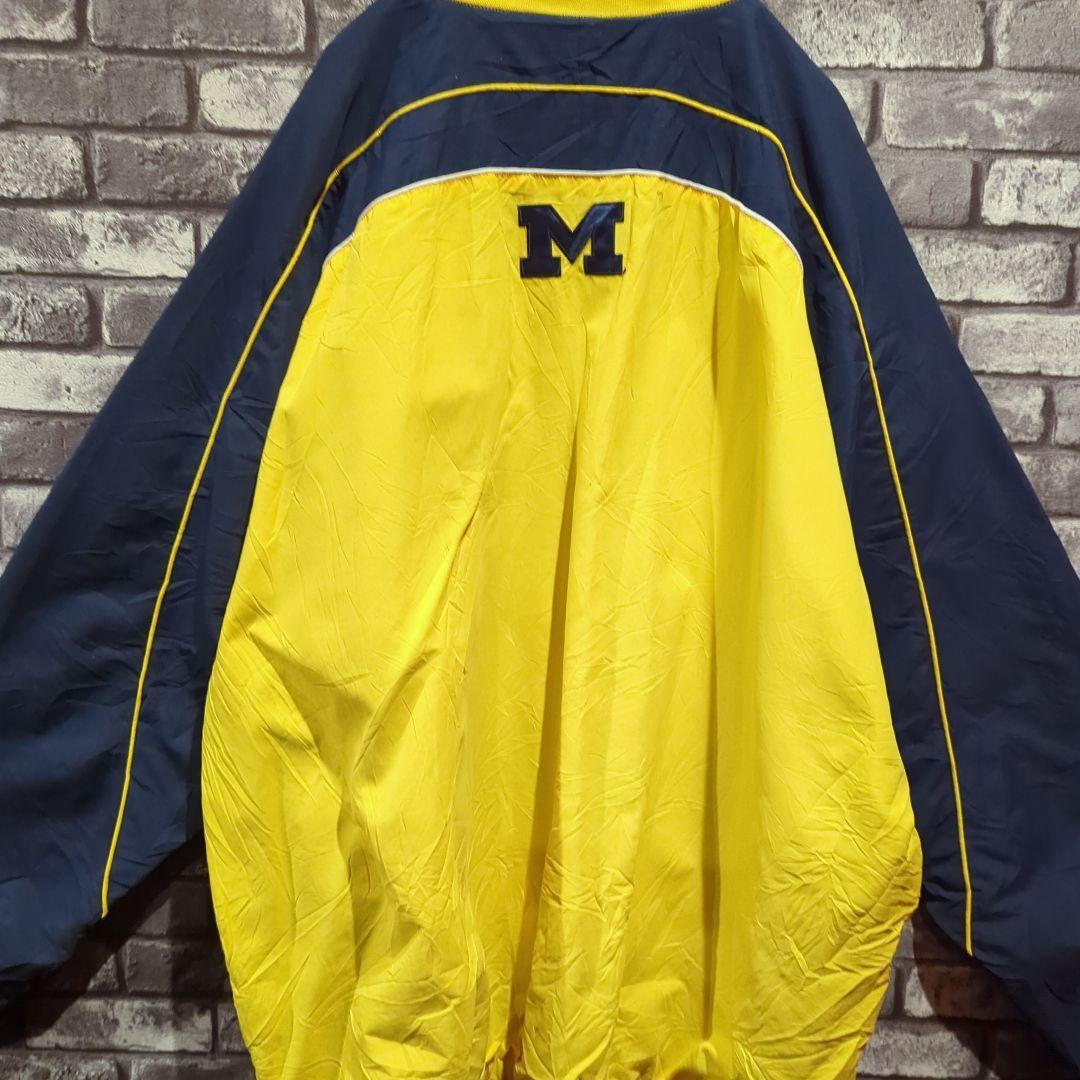 90sミシガン大学ナイロン プルオーバー ジャケット カレッジ 刺繍 3XL
