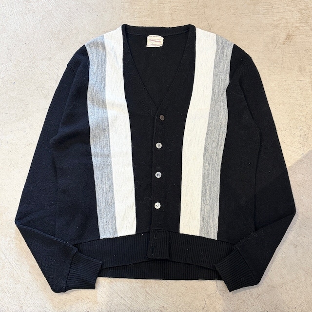 1960s VINTAGE CAMPUS CARDIGAN BLACK / WHITE