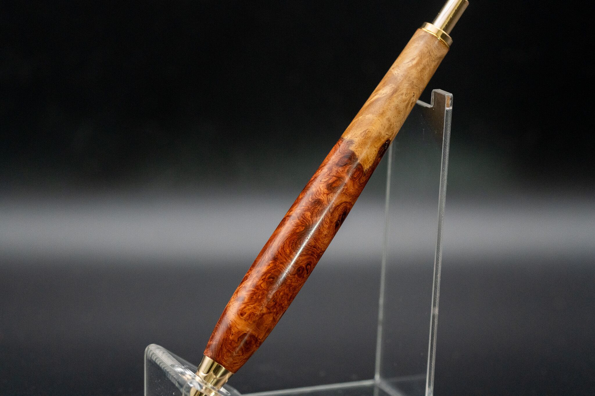 【新品】金杢犀　本花梨紅白特上瘤杢シャーペン 朱色の銘木】 本花梨瘤 紅白 特上gold MP | 木軸ペン工房 金杢犀