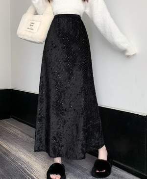 スカート ロングスカート プリーツスカート ロング マキシ丈 スパンコール A ライン アンブレラ スカート プリーツ ハイウエスト ウエストゴム きれいめ 大人 おしゃれ 大人女子 エレガント 存在感 春 秋 冬 レディース  デート お出かけ 女子会 休日 旅行 普段使い 韓国系 スタイル 楽ちん 体系カバー 送料無料 S M L XL ブラック アプリコット