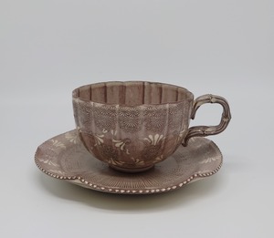 紫三島　珈琲碗皿